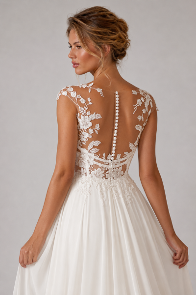 A-Linien-Brautkleid mit Illusionsspitze und Schleppe Varina
